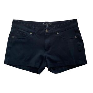 STRETCH DENIM BASIC BLACK SHORTS W/ BACK POCKETS · SIZE M